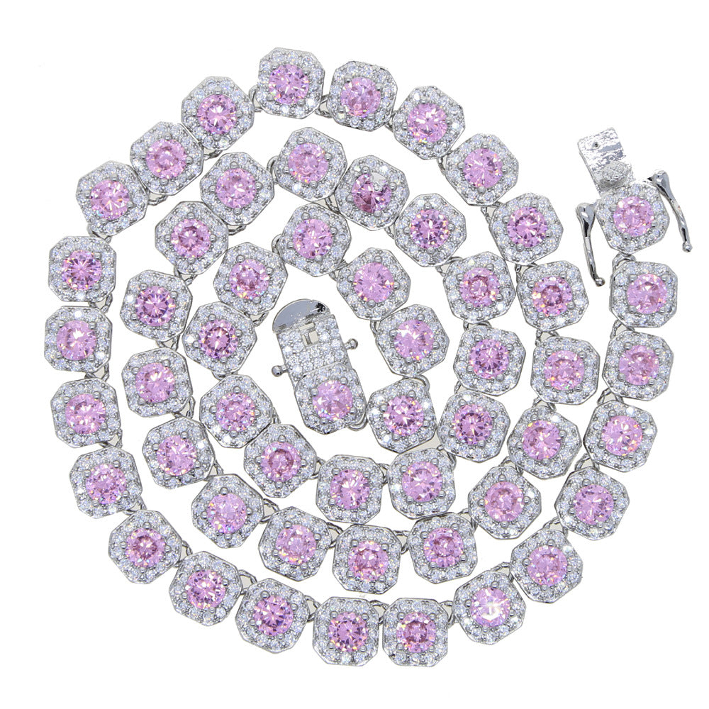 8mm Cluster Choker Chain Pink & Silver